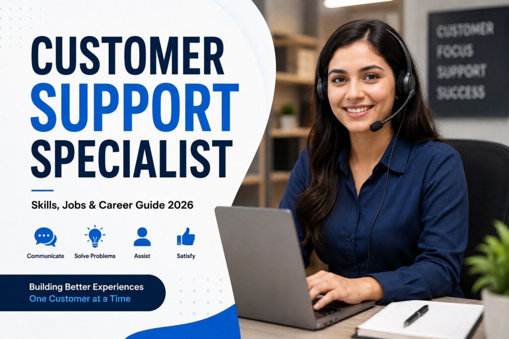 Featured Image Alt Text: Customer Support Specialist career guide 2026 with professional support agent