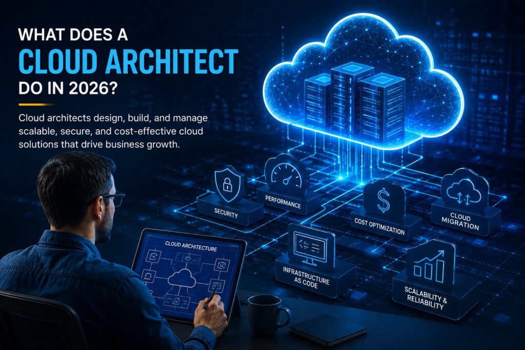 Cloud architect designing secure scalable cloud infrastructure in 2026